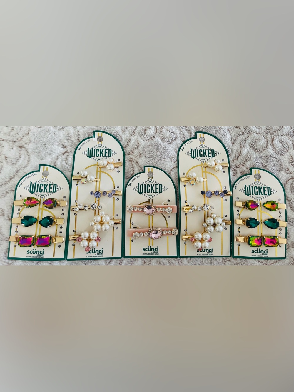 Scunci~WICKED~Gem Hair Clips - Set of 6~Brand New